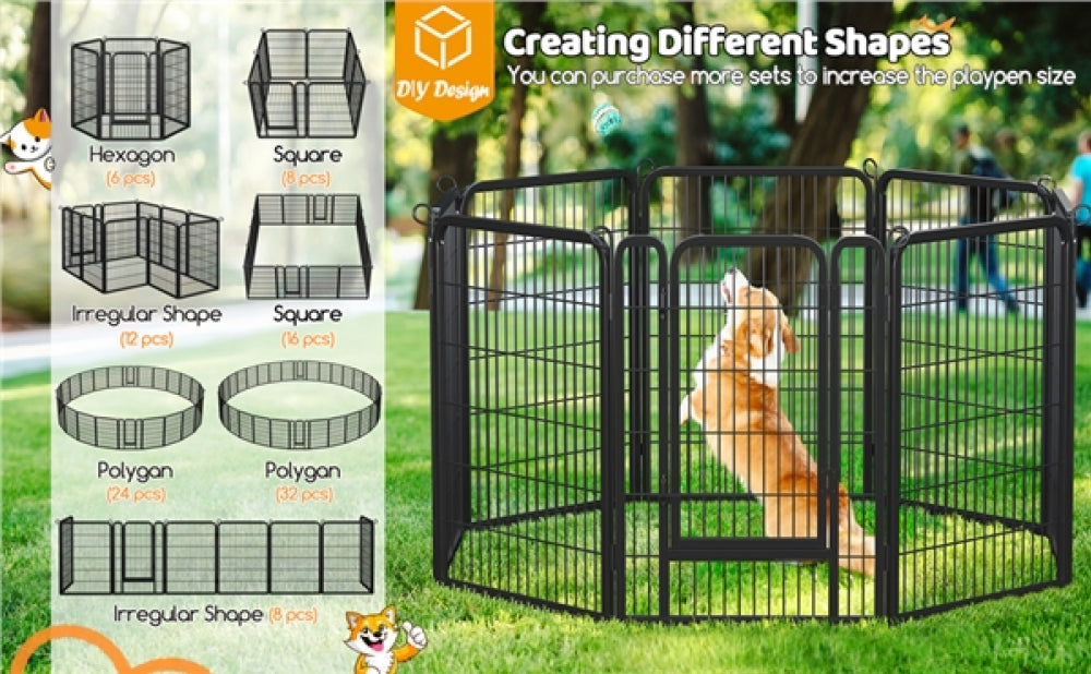 24 Panels Dog  Pen Metal Pet Playpen