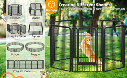 24 Panels Dog  Pen Metal Pet Playpen