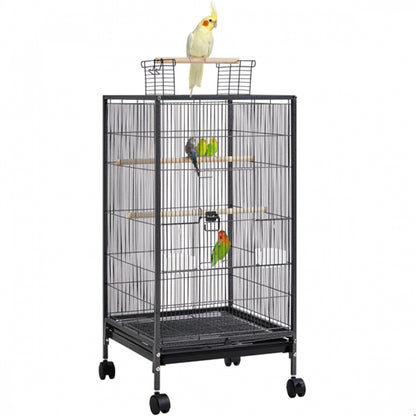 40-Inch H Wrought Iron Bird Cage with Rolling Stand