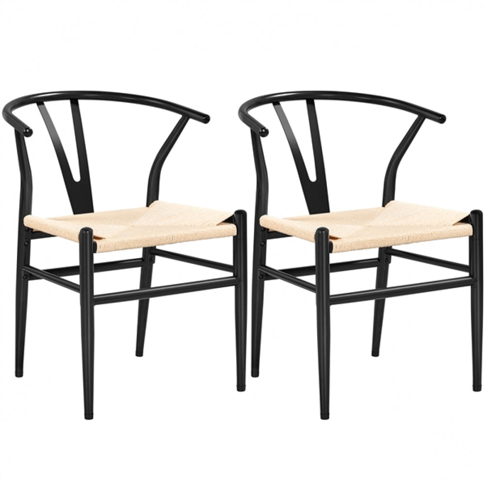 2pcs Modern Chair Y-Shaped Backrest Mid-Century Metal Dining Chair