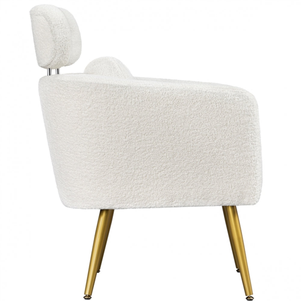 2pcs Boucle Barrel Accent Chair with Adjustable Headrest