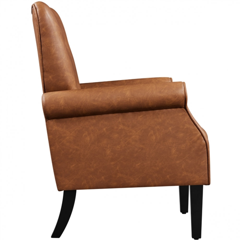 1 Pair Mid-century Modern Faux Leather Accent Chair Armchair