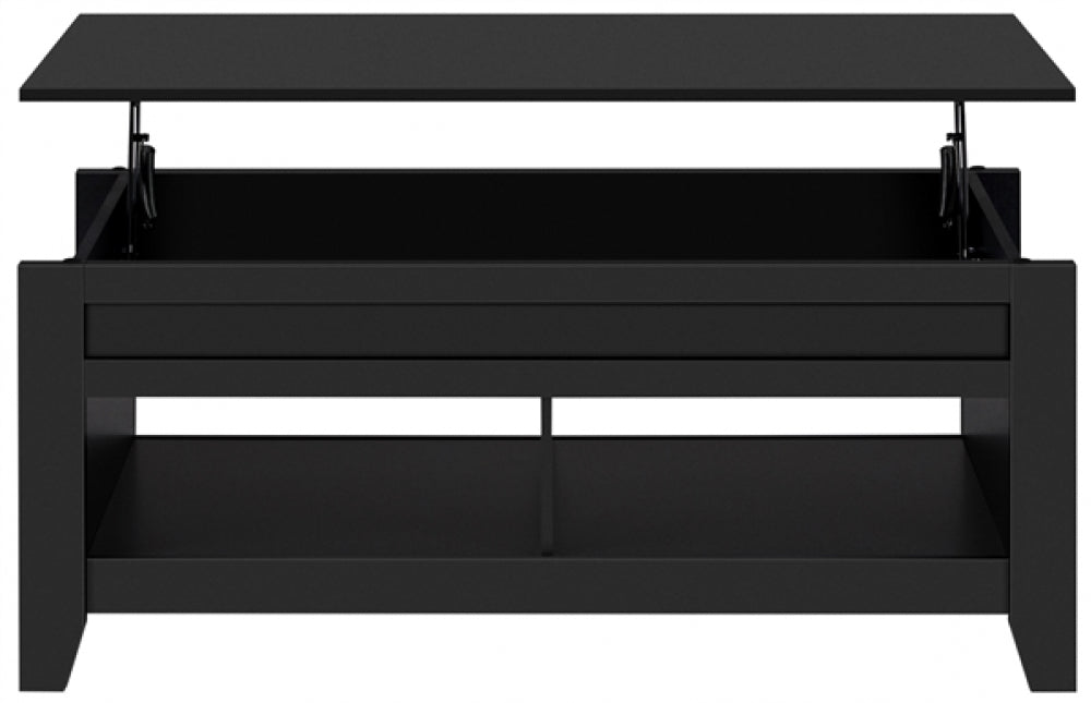 L 120cm Lift Top Coffee Table w/Hidden Compartment & 2 Open Shelves