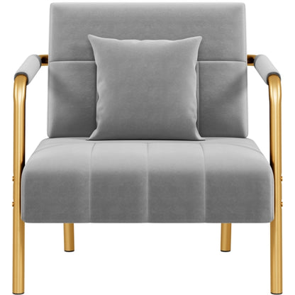 Velvet Accent Armchair with Cozy Pillow