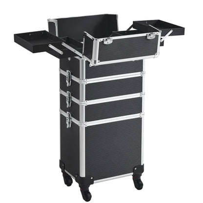 5-In-1 Professional Aluminum Rolling Cosmetic Makeup Train Cases Trolley