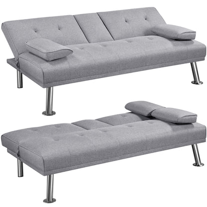 Fabric Upholstered Convertible Futon Sofa Bed