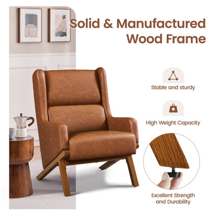 High Back PU Leather Accent Armchair