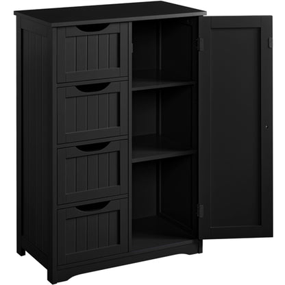 Wooden Bathroom Cabinet 4 Drawers & Cupboard Bathroom Storage Unit