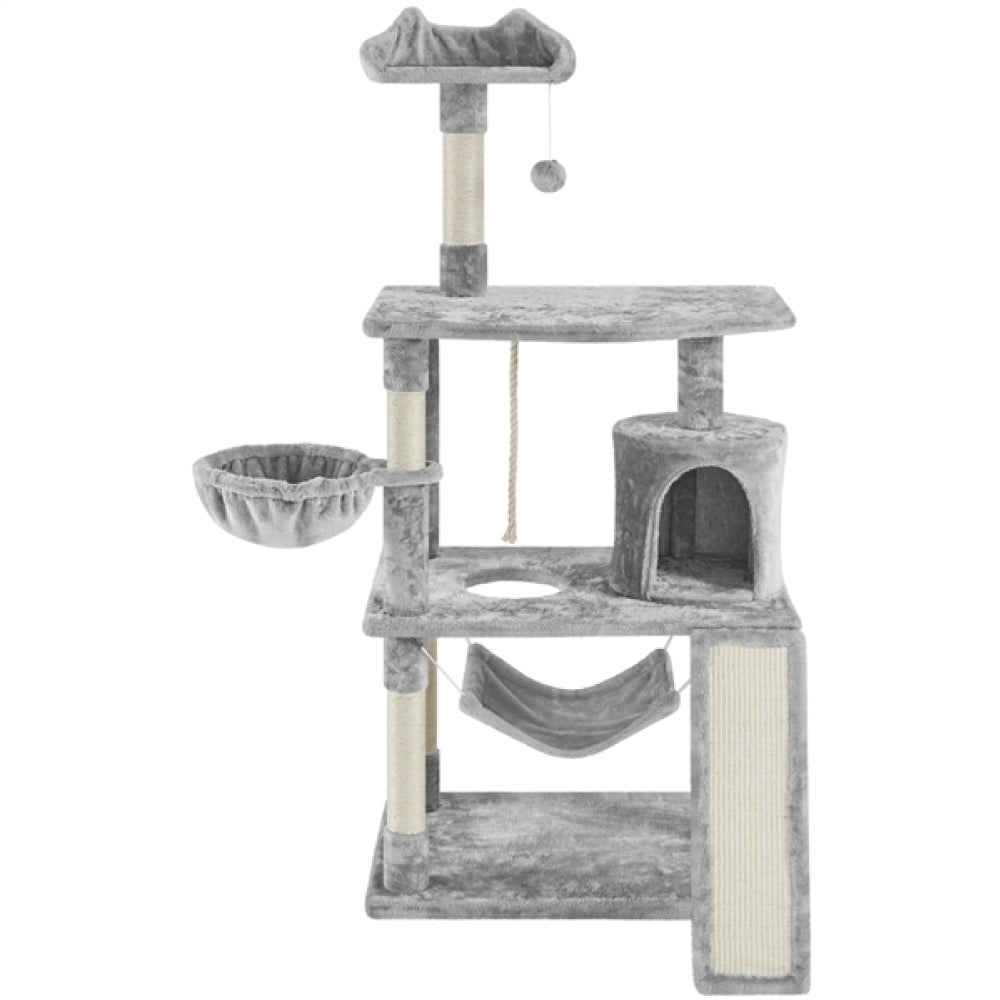 Deluxe Multi Level Cat Tree Condo with Basket & Hammock