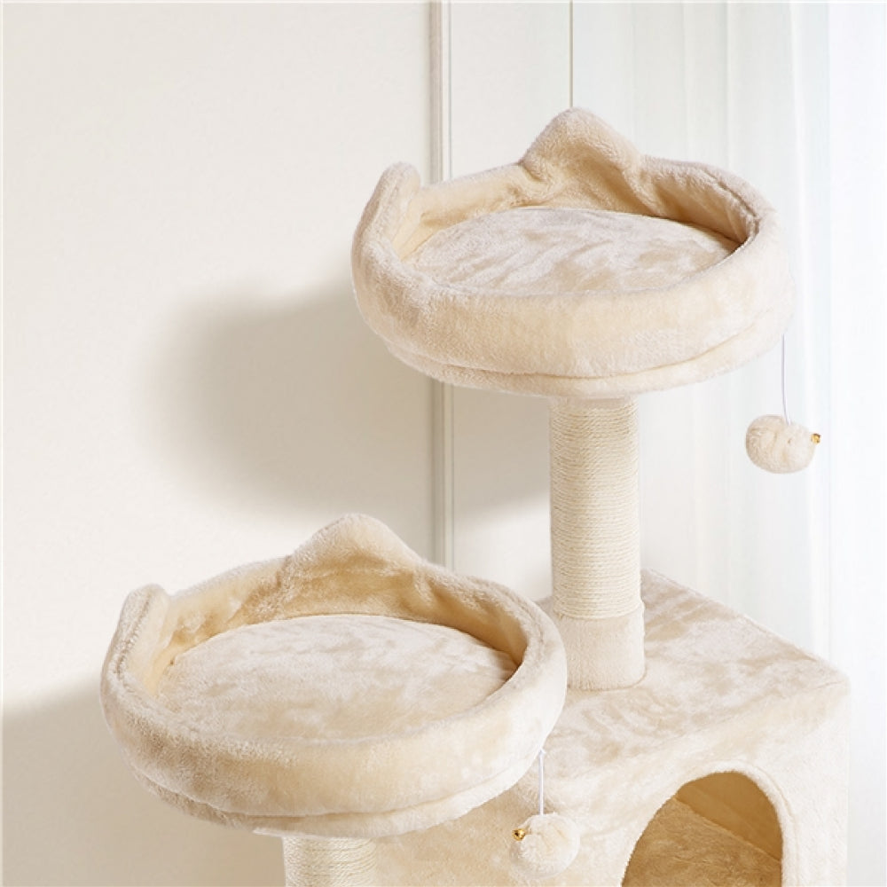 Multi-Level Cat Tree with 2 Condos & 2 Perches & Scratching Posts & Hammock
