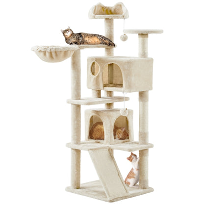 Cat Tree Condo Kitten Tree Tower w/ 2 Condos & Dangling Ball & Round Platform & Ladder