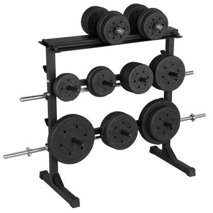 3 Tier Dumbbell Barbell Rack Weight Plate/Bar Storage Holder