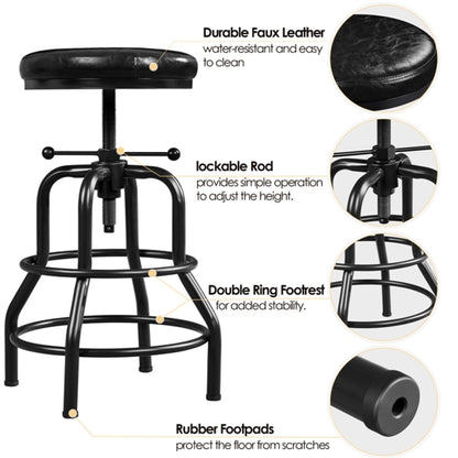Vintage Industrial Bar Stool Rustic Swivel Bar Stool