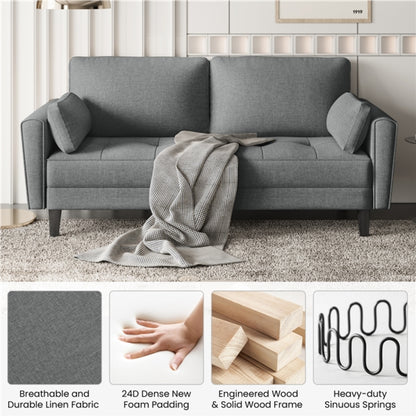 Fabric Upholstered Sofa 2 Seater Couch with Tufted Single Seat Cushion