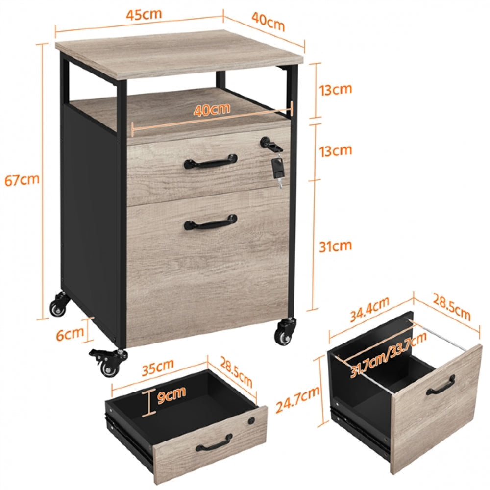 2 Sets Mobile Office File Cabinet