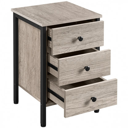 3 Drawer Nightstand Storage Nightstand Metal Frame Dresser Organizer
