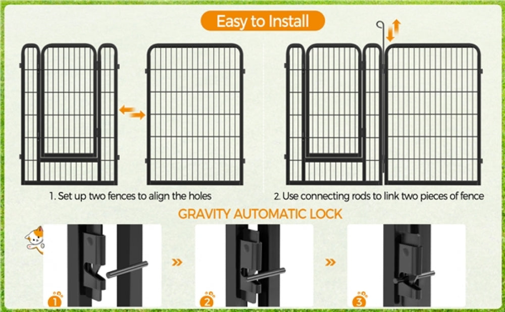 24 Panels Dog  Pen Metal Pet Playpen