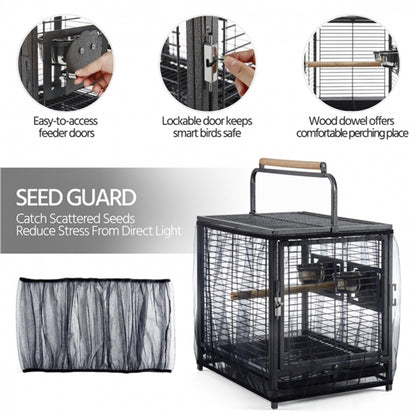 26" Wrought Iron Travel Bird Cage Carrier for Small to Medium Sized Birds