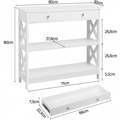 Wooden Console Table with 1 Drawer and 2 Open Shelves