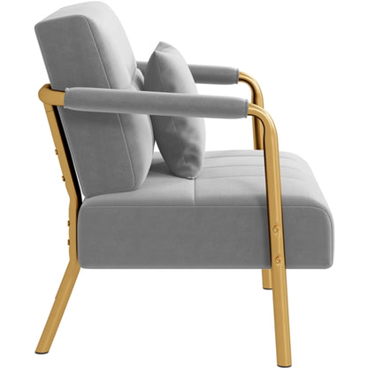 Velvet Accent Armchair with Cozy Pillow