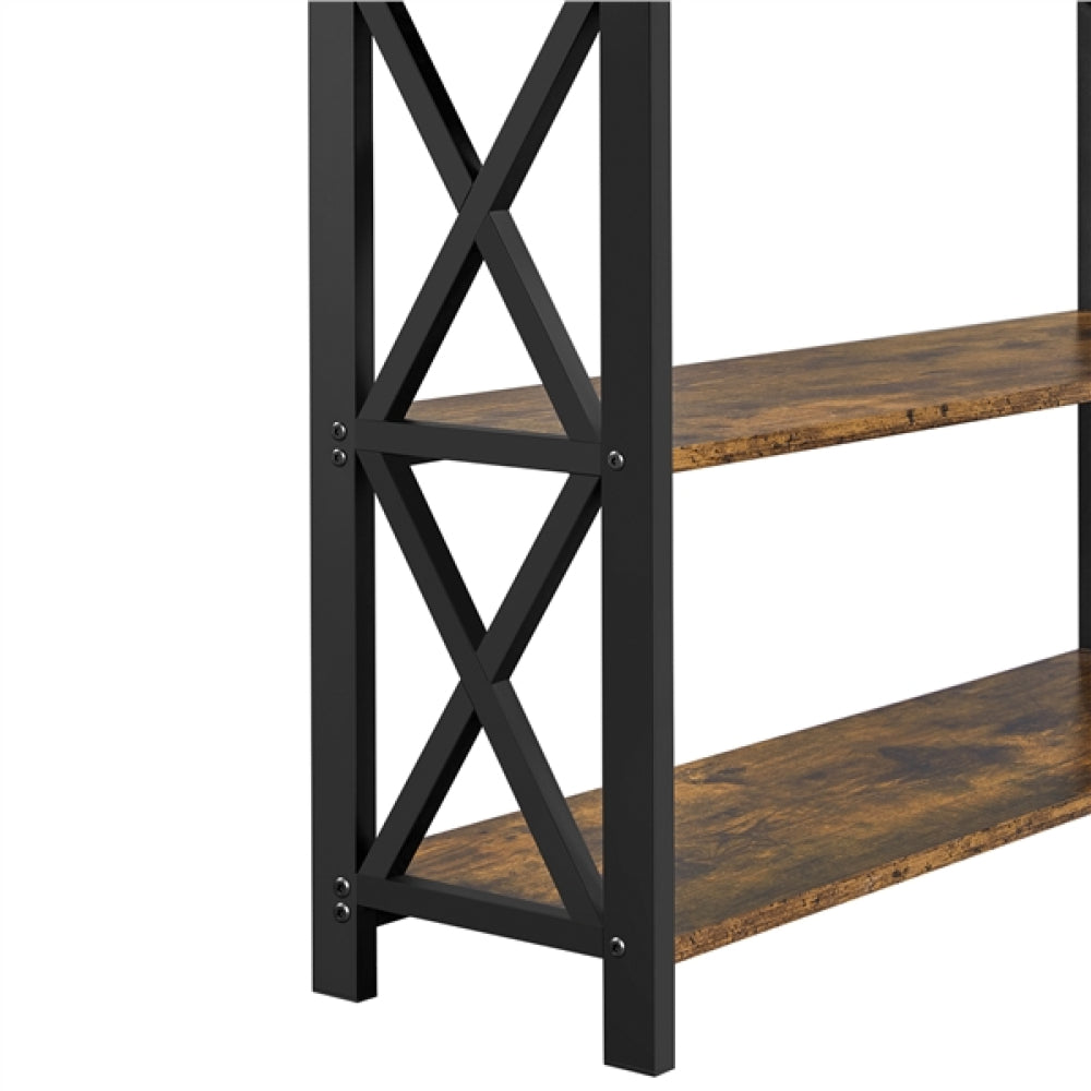 Vintage Wooden Console Table with 1 Drawer and 2 Open Shelves