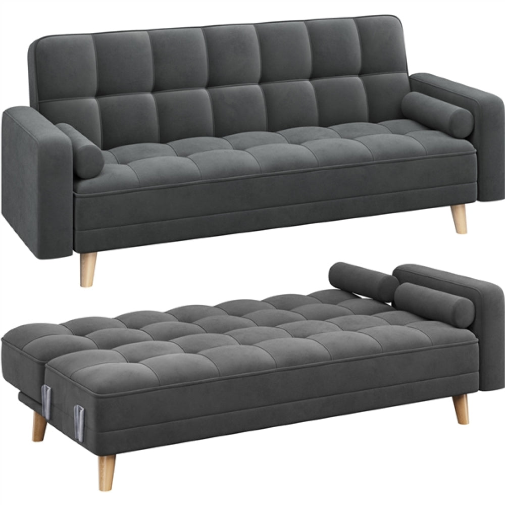 3 Seater Velvet Convertible Sofa Bed
