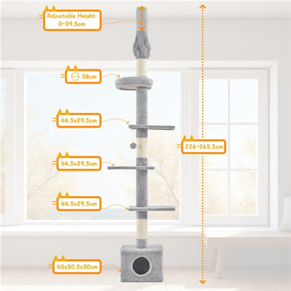2.3-2.7M Floor-to-Ceiling Cat Tree Adjustable Tall Cat Tower