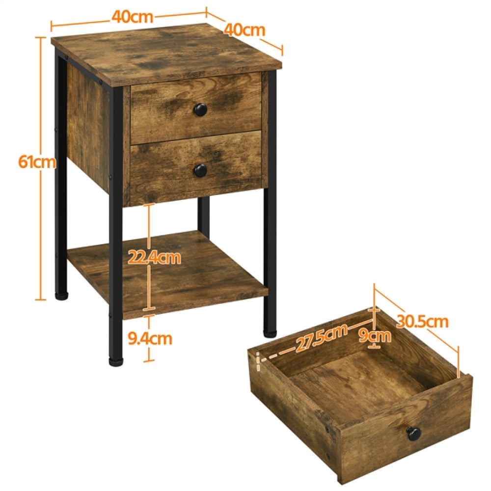 2-Drawer Side Table End Table Nightstand