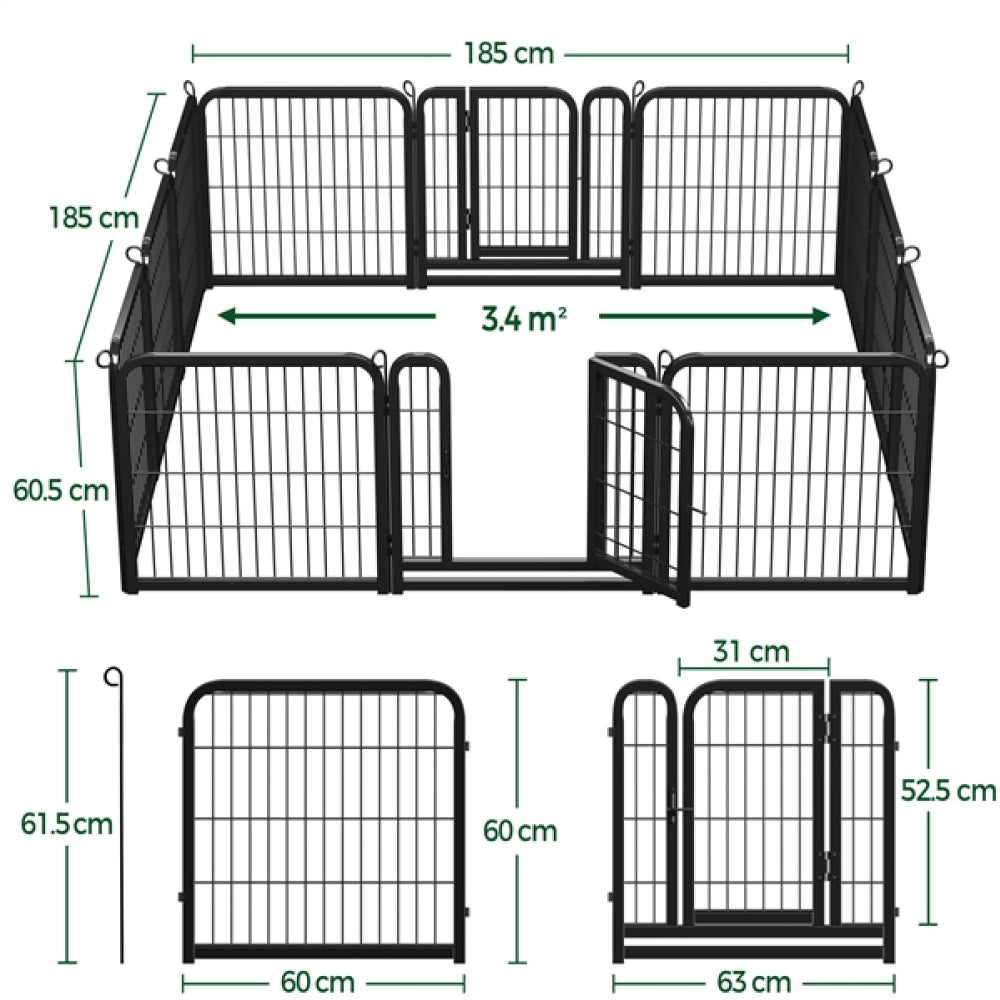 12 Panels Dog Playpen Metal Pet Pen