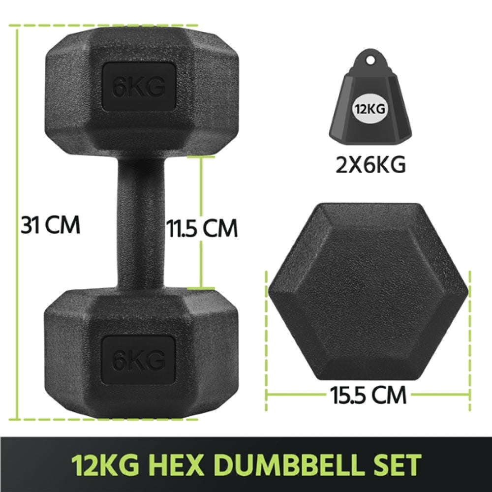 2x6kg Hexagon Dumbbells Set