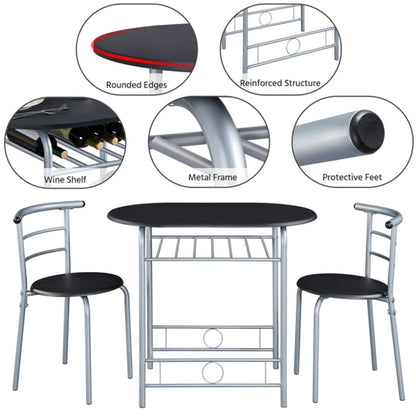 Modern Round Dining Table Set for 2 Chairs + 1 Table