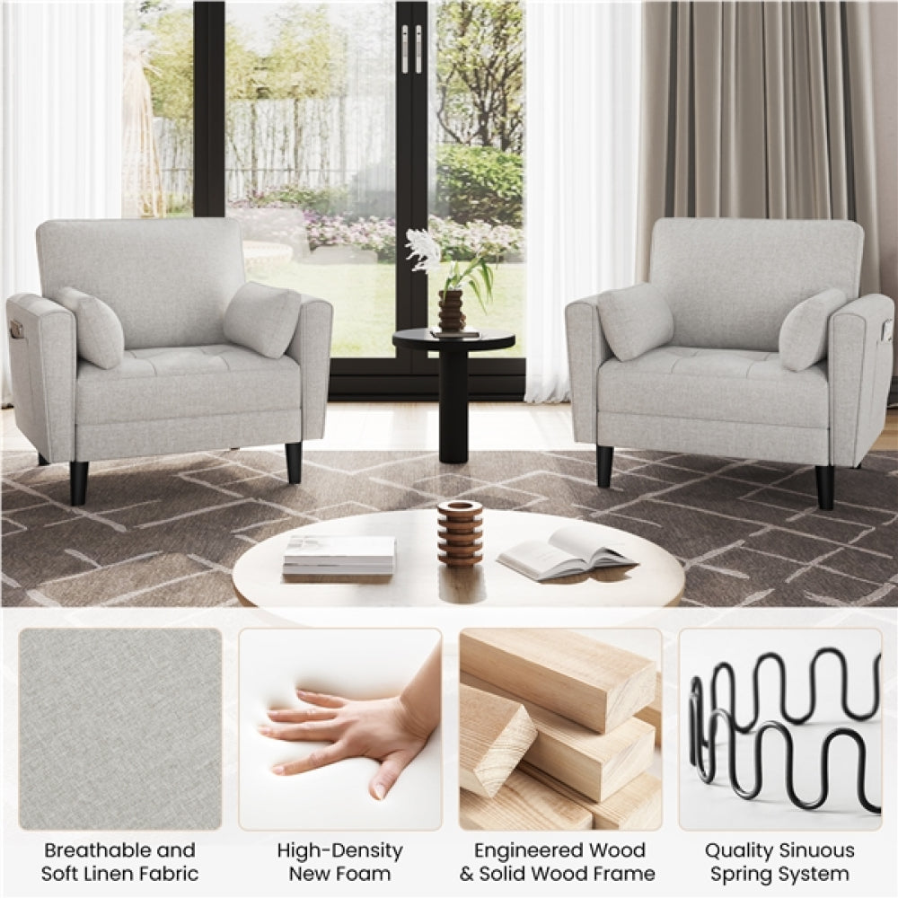 2pcs Tufted Oversized Armchairs
