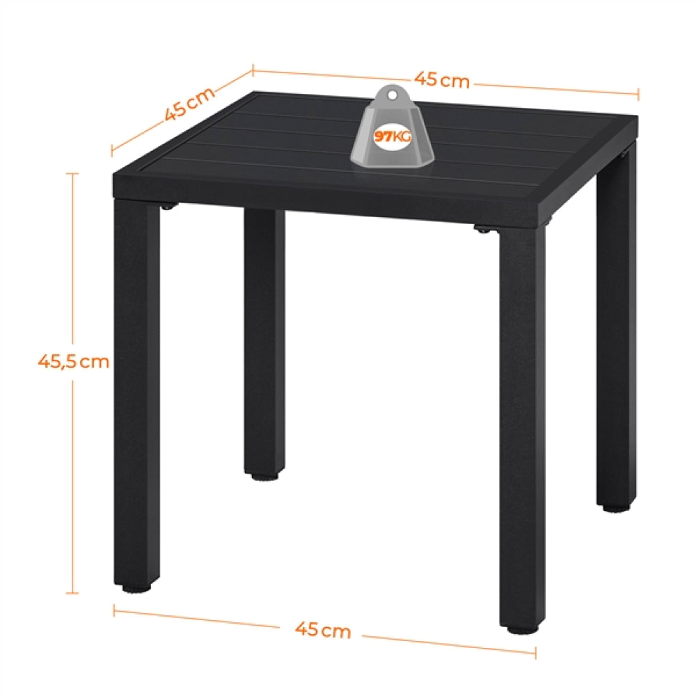 Outdoor Small Metal Square Side Table Garden Coffee End Table