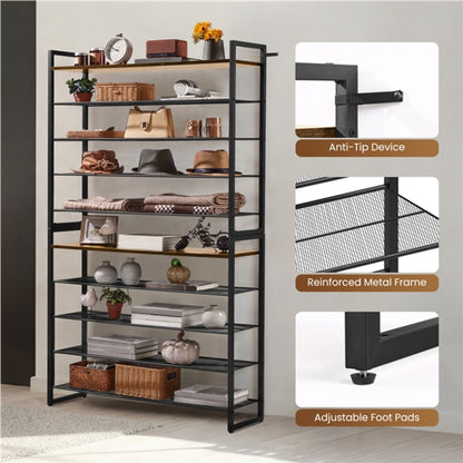 10-Tier Iron Shoe Rack Organizer