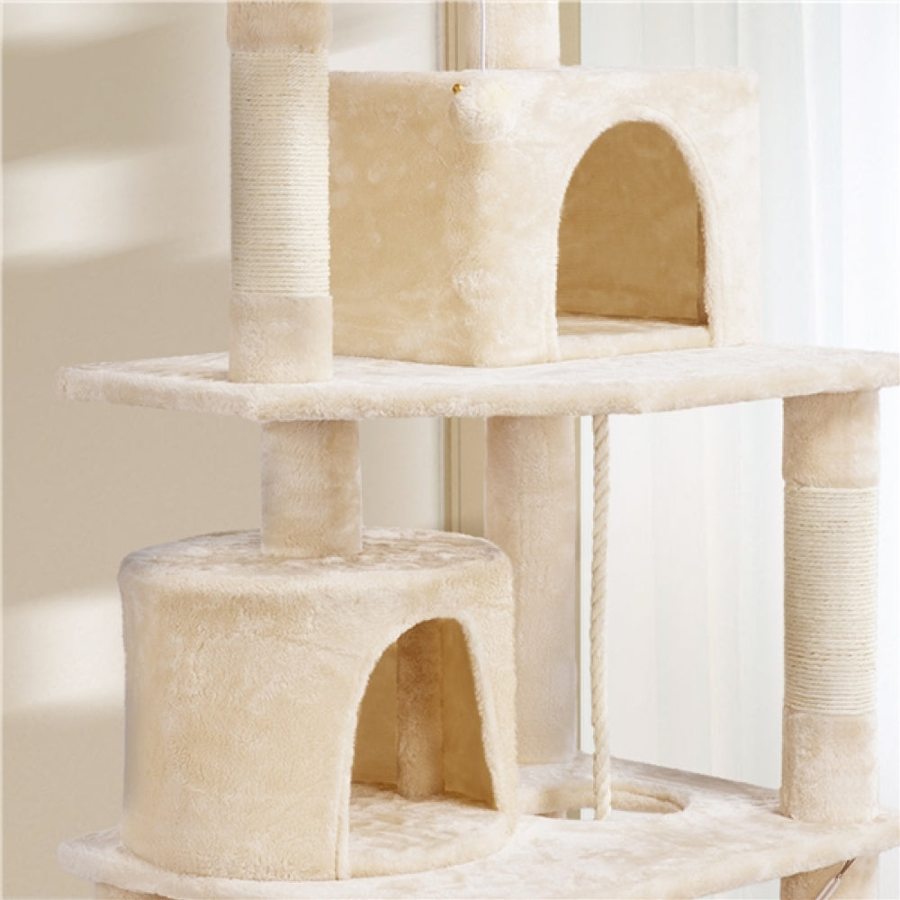 Multi-Level Cat Tree with 2 Condos & 2 Perches & Scratching Posts & Hammock