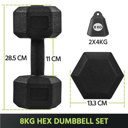 2x4kg (Sold in Pair) Hex Dumbbells Set