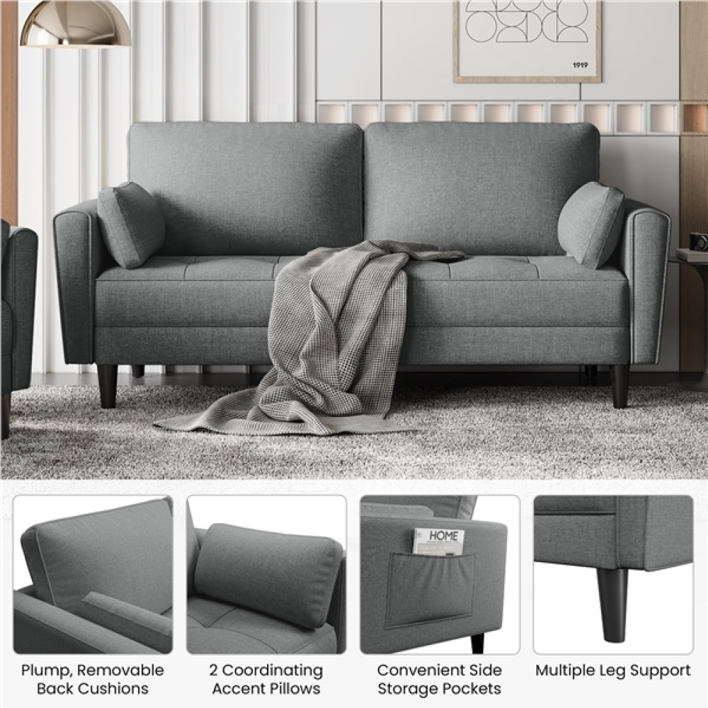Fabric Upholstered Sofa 2 Seater Couch with Tufted Single Seat Cushion