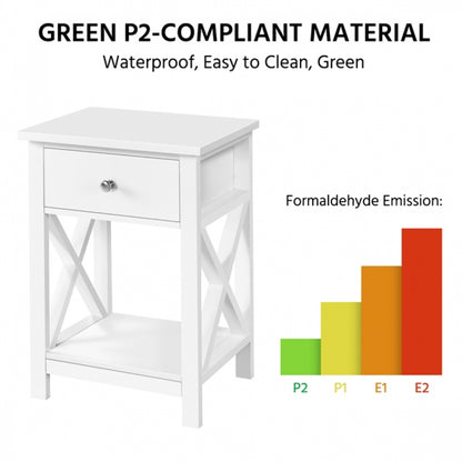 Improved Quality Wood X Shape Bedside End Table Set of 2 Storage Cabinet Nightstand