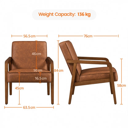 Set of Two Mid-Century Retro Modern Upholstered Lounge Chair Armchair