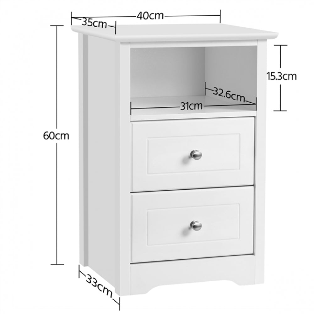 End Table with 2 Drawers and 1 Cubby Side Table Night Stand