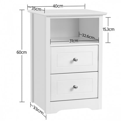 End Table with 2 Drawers and 1 Cubby Side Table Night Stand
