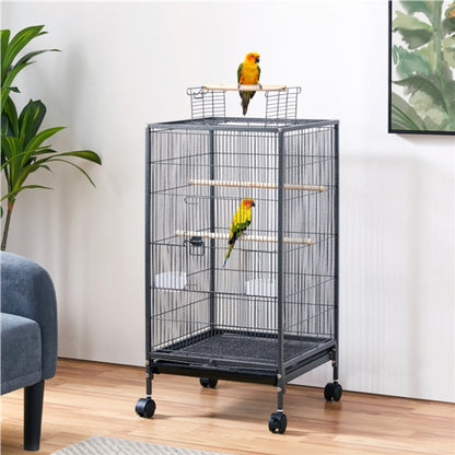 40-Inch H Wrought Iron Bird Cage with Rolling Stand
