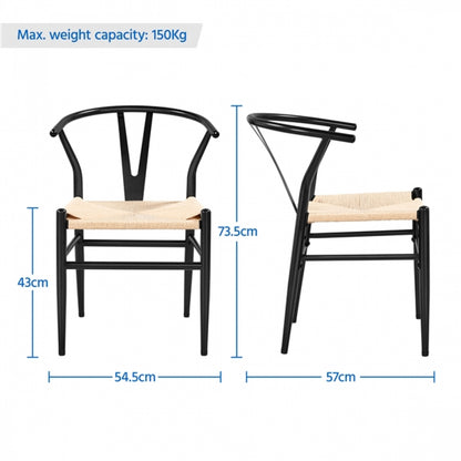 2pcs Modern Chair Y-Shaped Backrest Mid-Century Metal Dining Chair