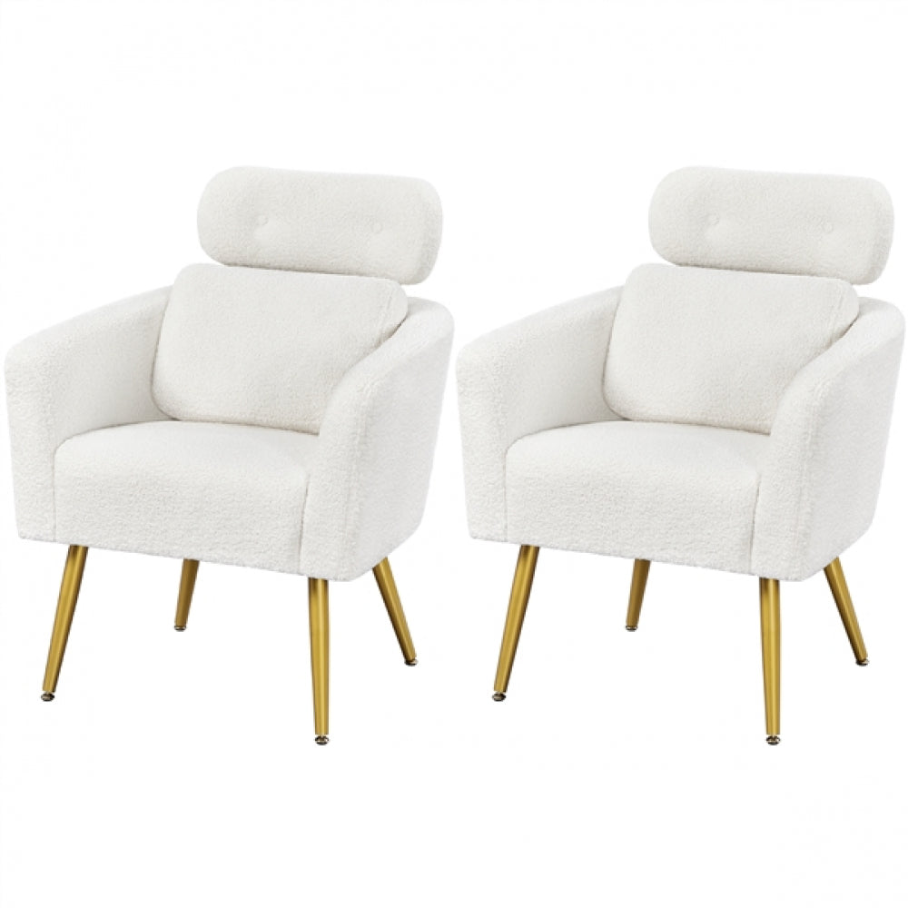 2pcs Boucle Barrel Accent Chair with Adjustable Headrest