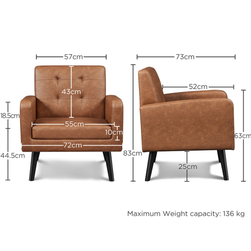 1 pair Faux Leather Armchair