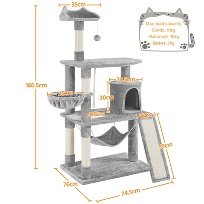 Deluxe Multi Level Cat Tree Condo with Basket & Hammock