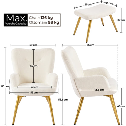 Boucle Accent Chair and Ottoman