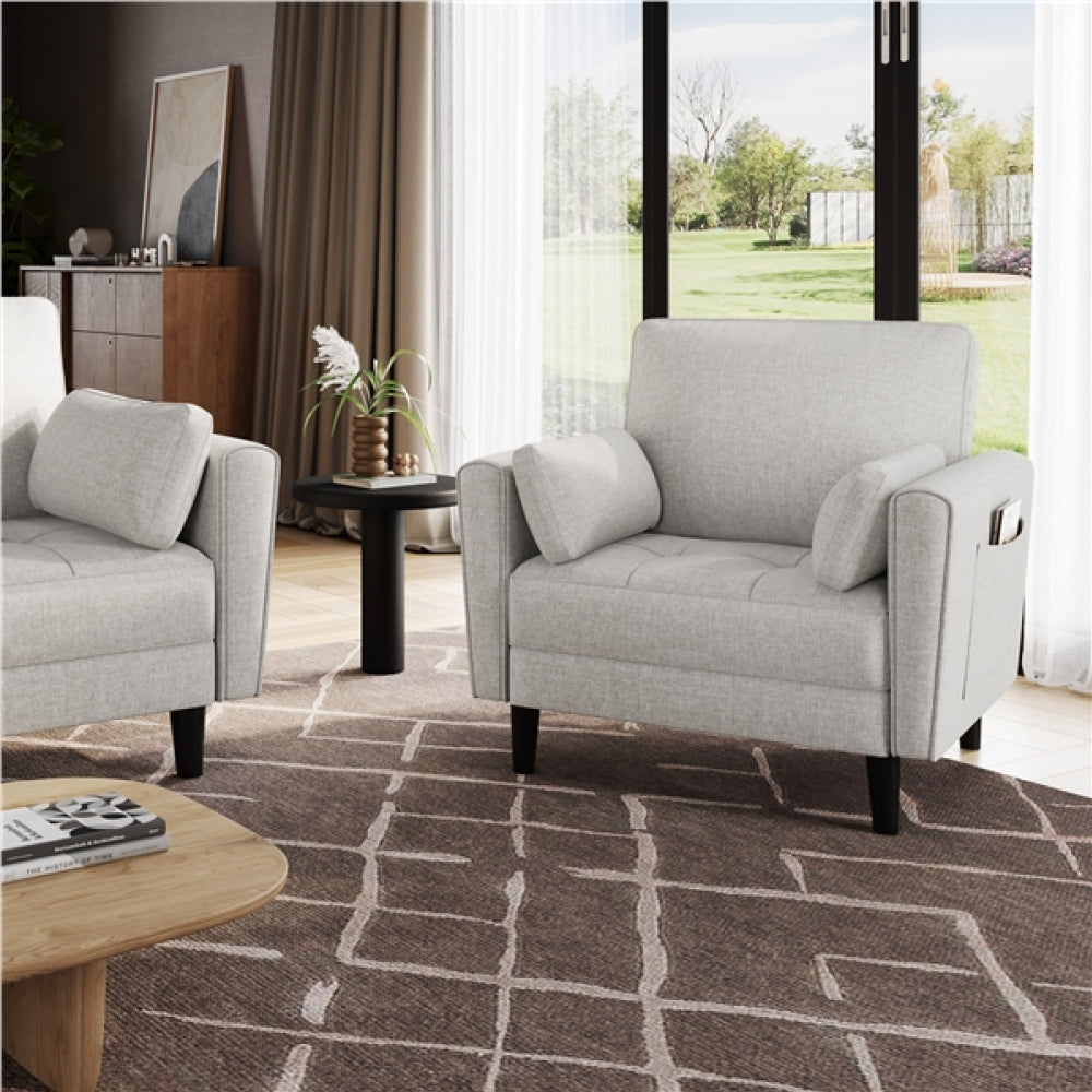 2pcs Tufted Oversized Armchairs