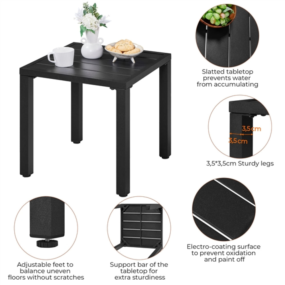 Outdoor Small Metal Square Side Table Garden Coffee End Table