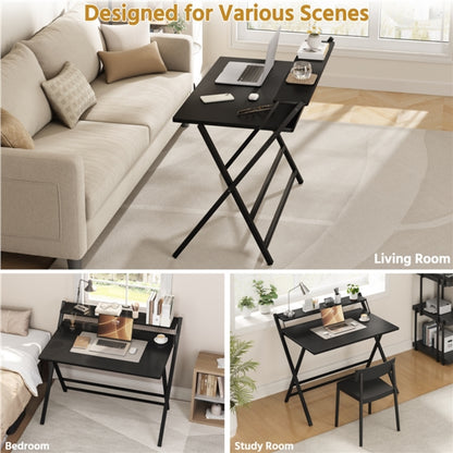 2-Tier Foldable Computer Desk w/ Monitor Shelf